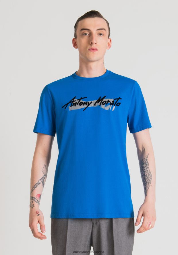 Antony Morato hombres 7117 Camiseta regular fit de puro algodon con logo estampado engomado ropa N884TJ205 N884TJ205 Ropa Comoda Antony Morato Antony Morato Espana Descuento por volumen en toda la